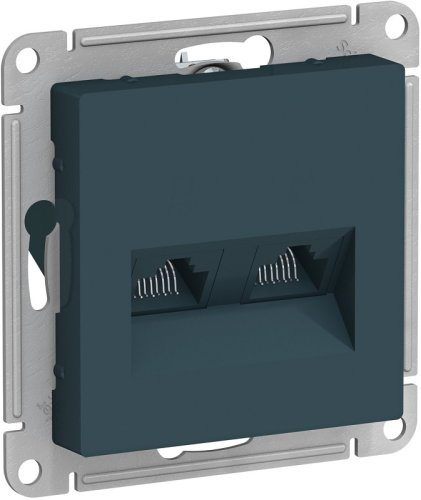 Розетка компьютерная без рамки Systeme Electric AtlasDesign 2-м. RJ45+RJ45 5e изумруд картинка